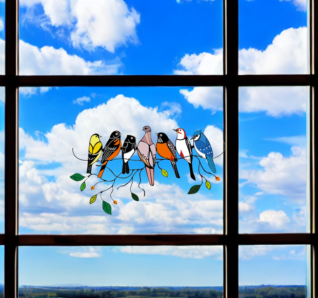 Birds Stained Glass Window Hangings - Libiyi